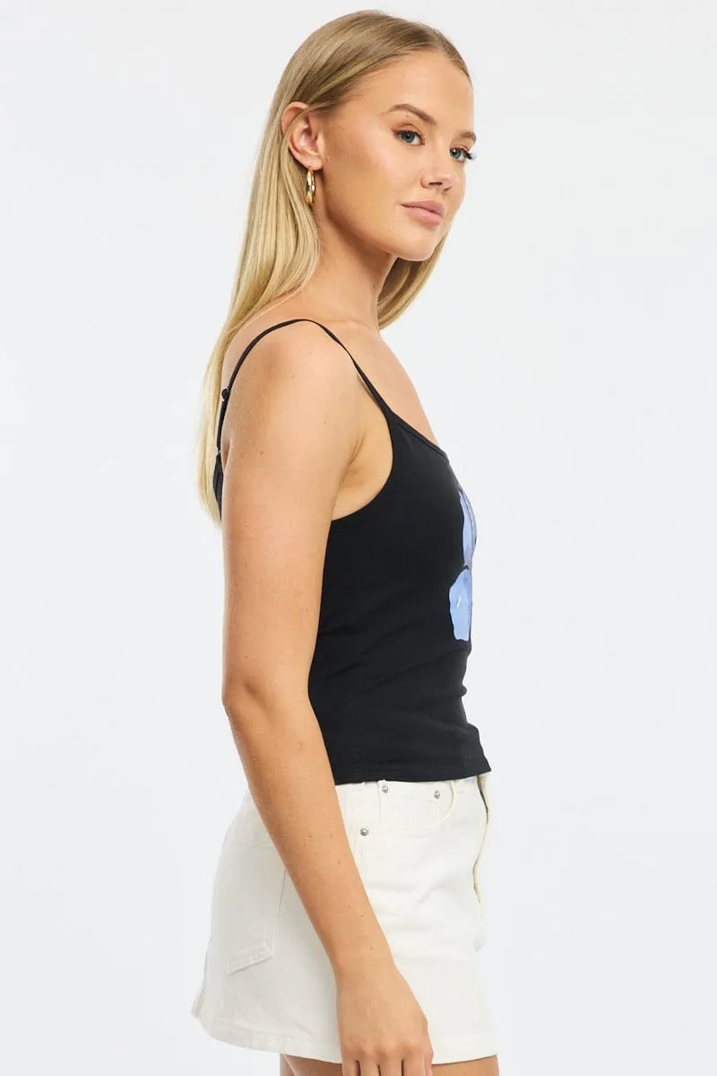 Black Graphic Cami Singlet sold by Ally Fashion product image thumbnail 3