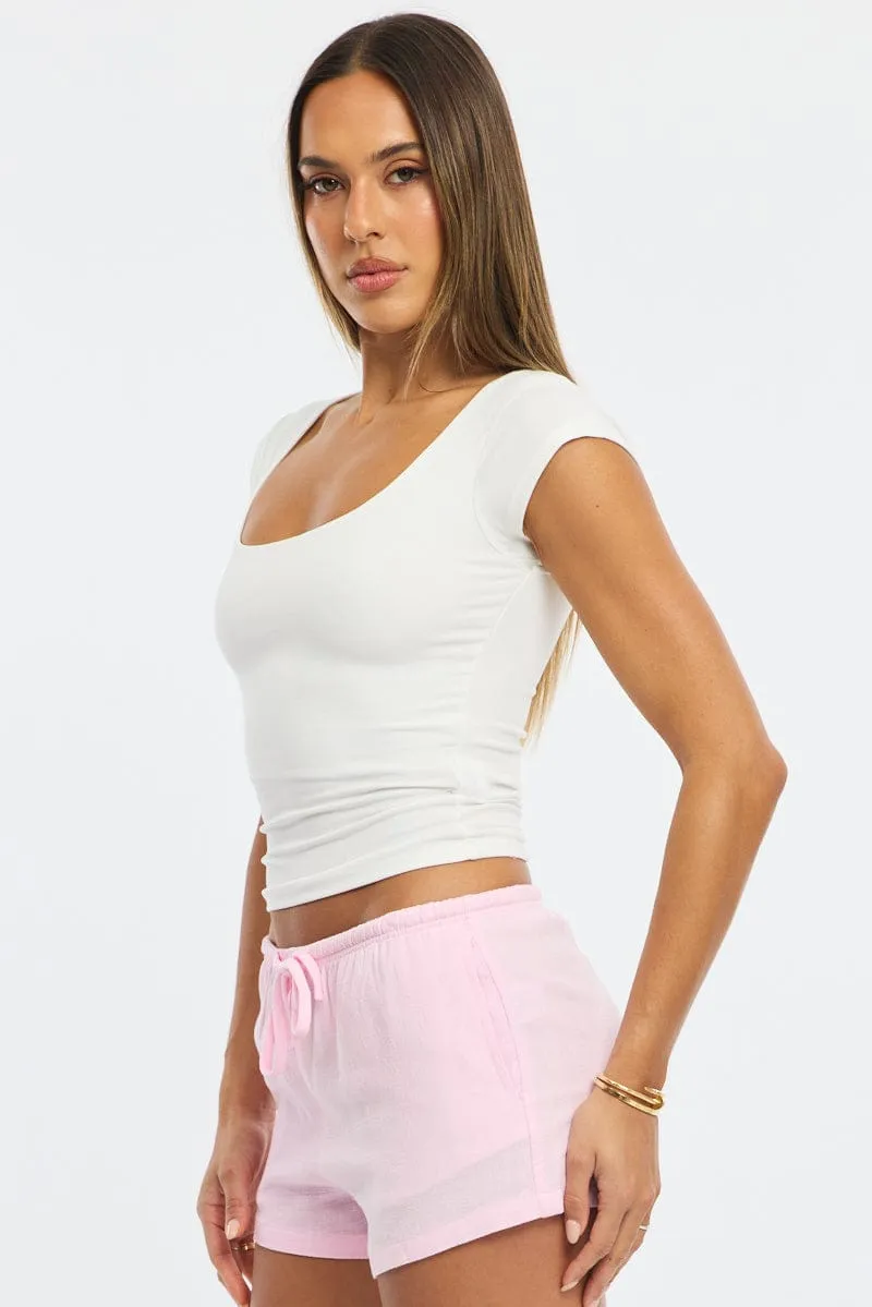 White Square Neck T-shirt Cap Sleeve sold by Ally Fashion product image thumbnail 3