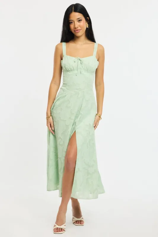 Green Midi Dress Burn Out sold by Ally Fashion