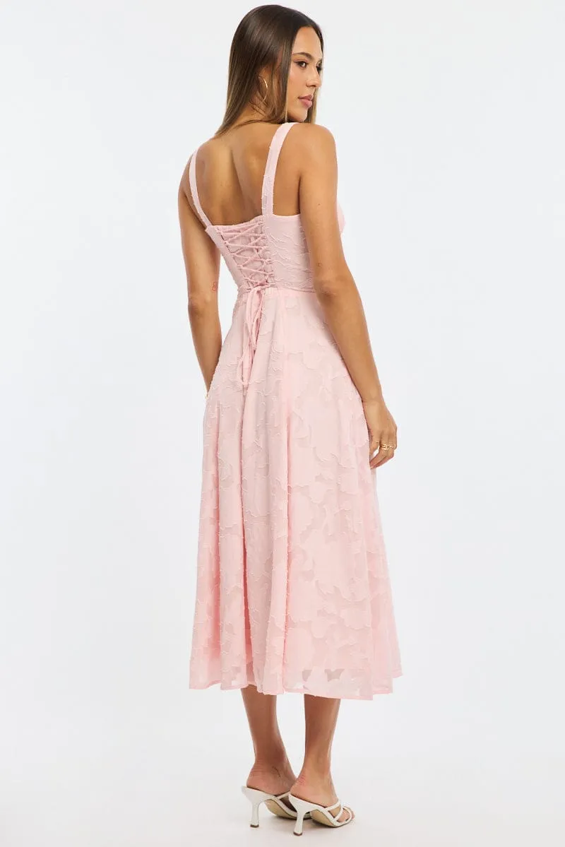 Pink Midi Dress Burn Out sold by Ally Fashion product image thumbnail 4