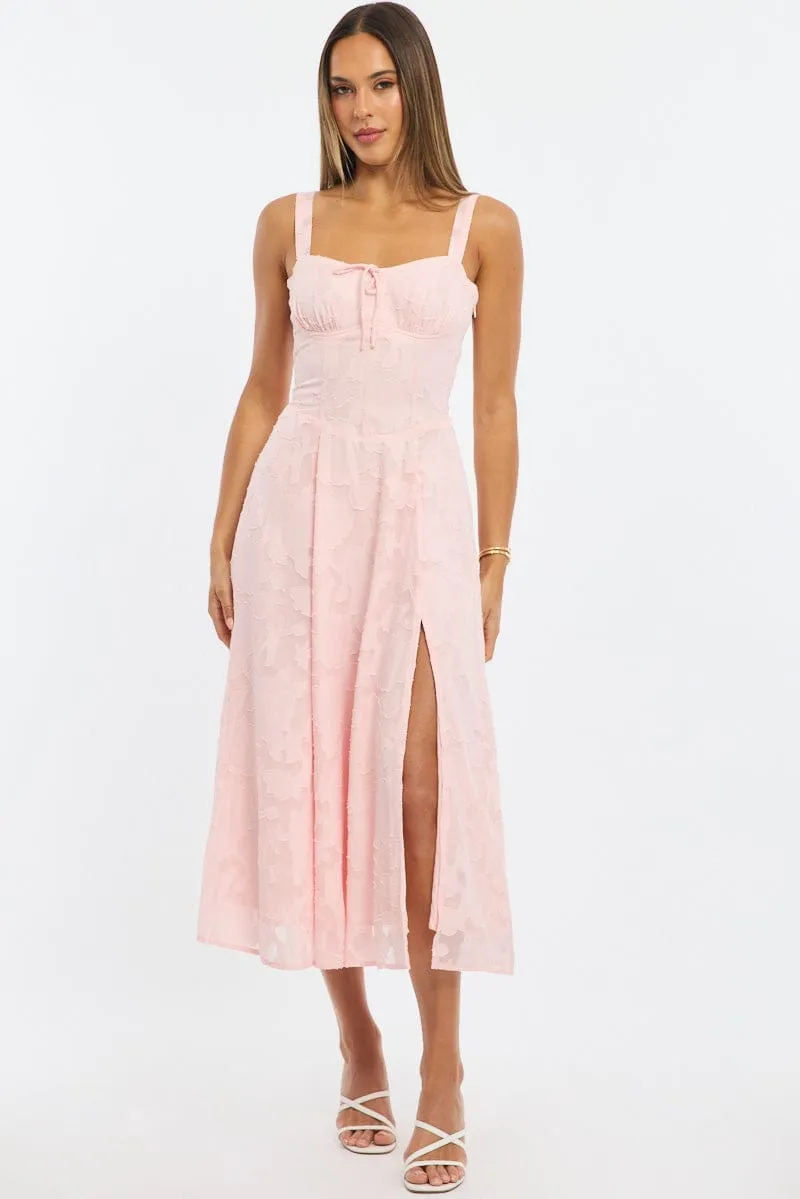 Pink Midi Dress Burn Out sold by Ally Fashion