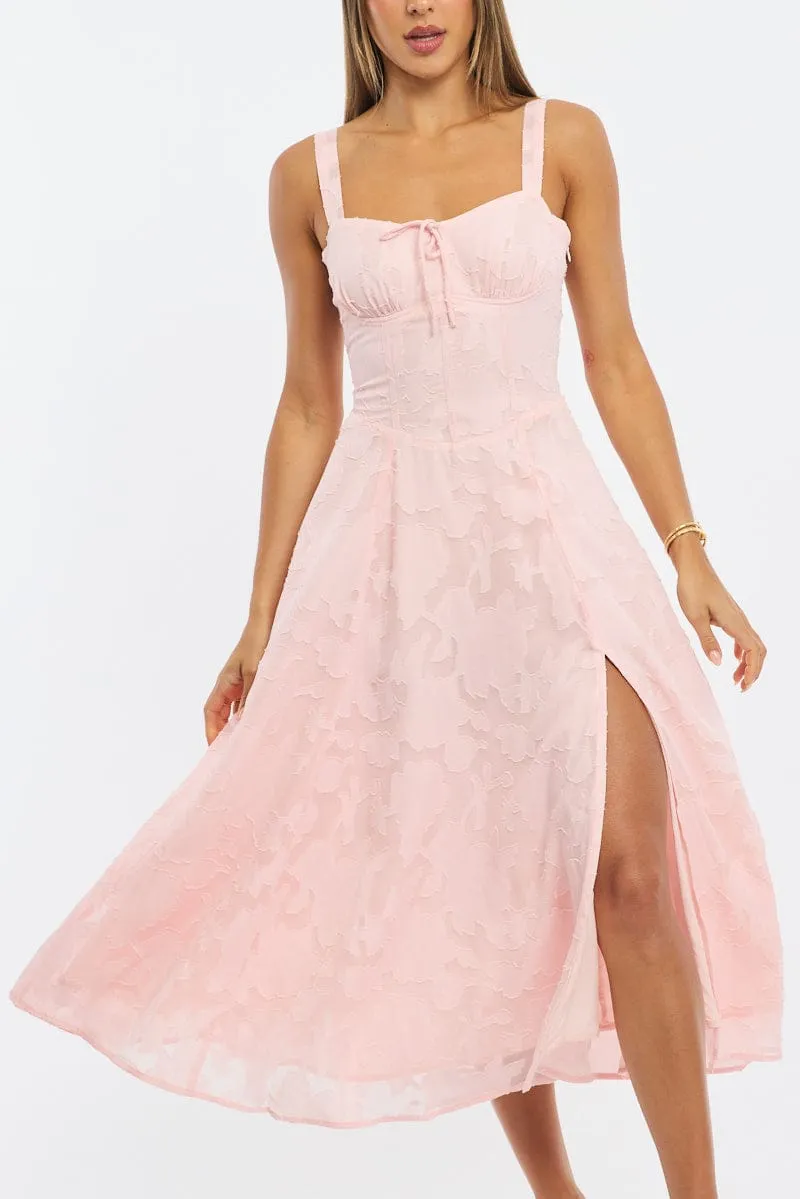 Pink Midi Dress Burn Out sold by Ally Fashion product image thumbnail 5