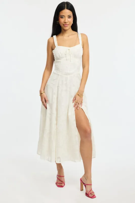 White Midi Dress Burn Out sold by Ally Fashion
