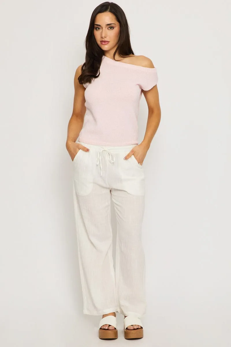 Pink Knit Top Off Shoulder sold by Ally Fashion product image thumbnail 2