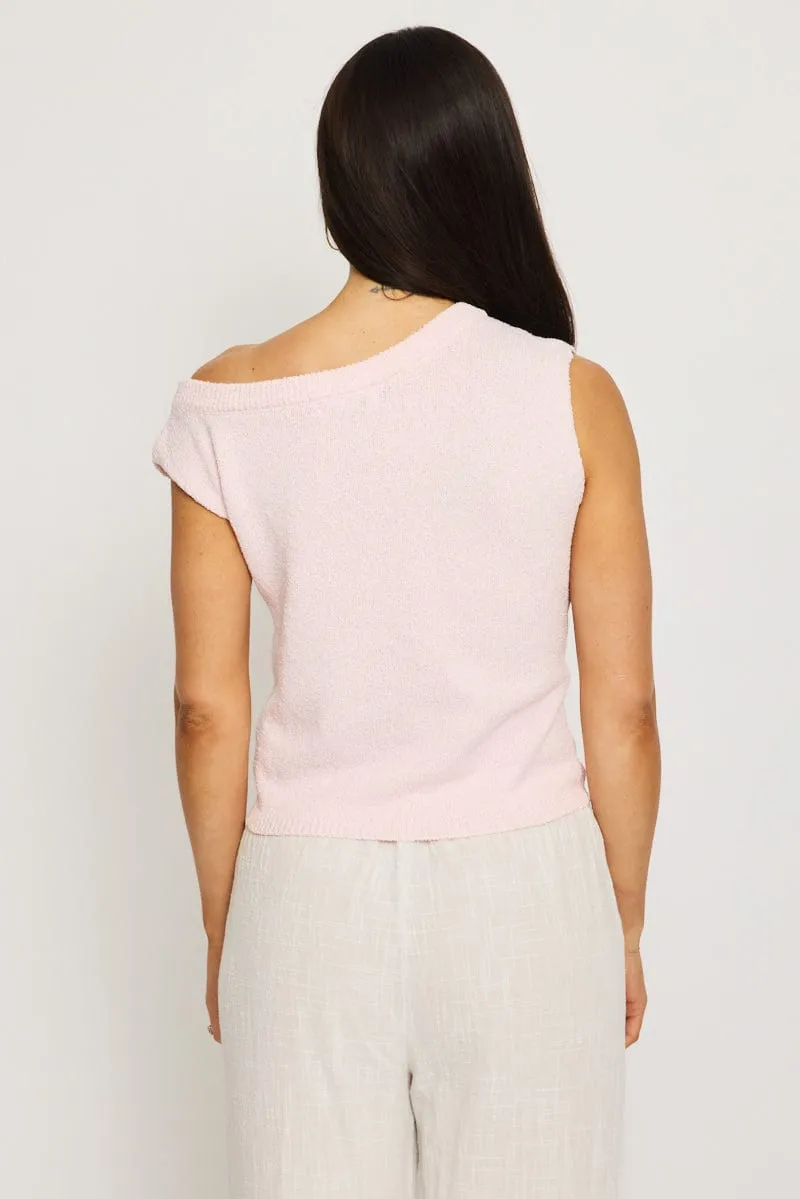 Pink Knit Top Off Shoulder sold by Ally Fashion product image thumbnail 3