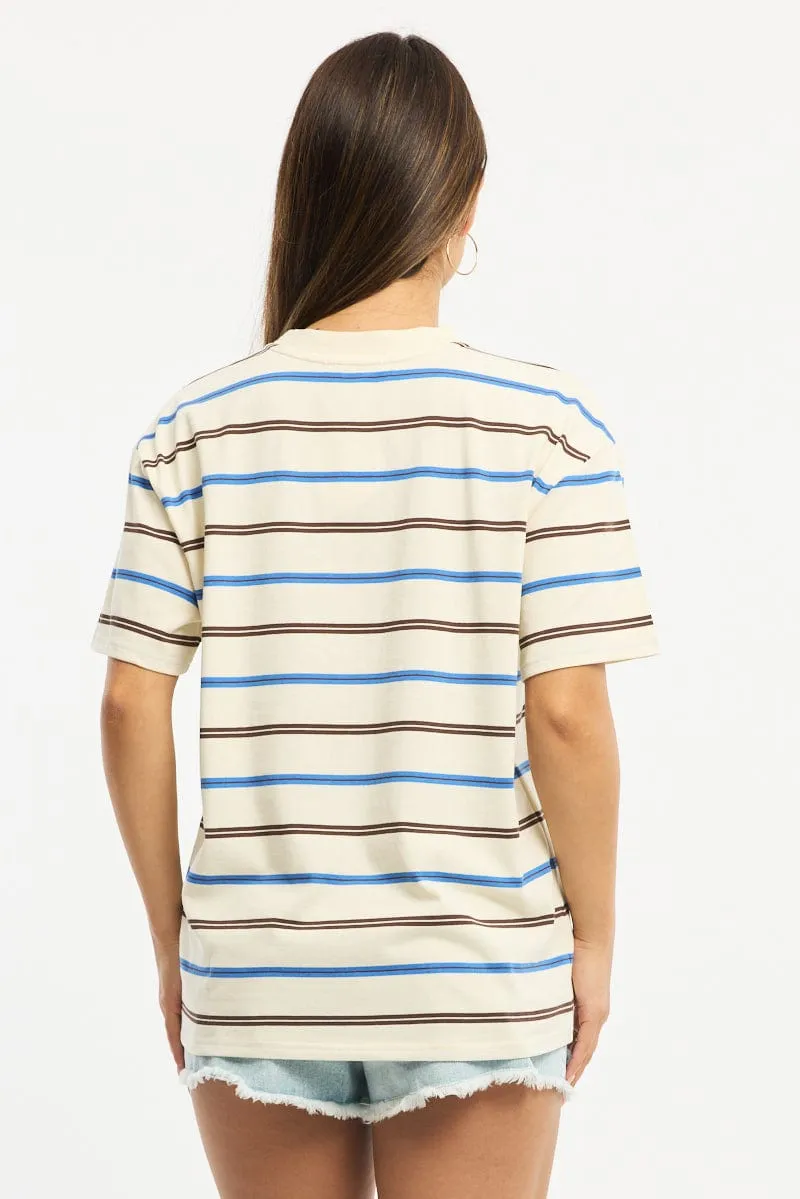 Brown Stripe Oversized Tee Short Sleeve sold by Ally Fashion product image thumbnail 4