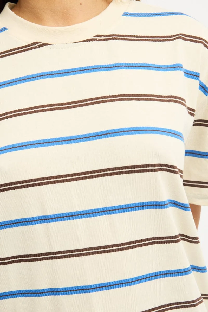 Brown Stripe Oversized Tee Short Sleeve sold by Ally Fashion product image thumbnail 5