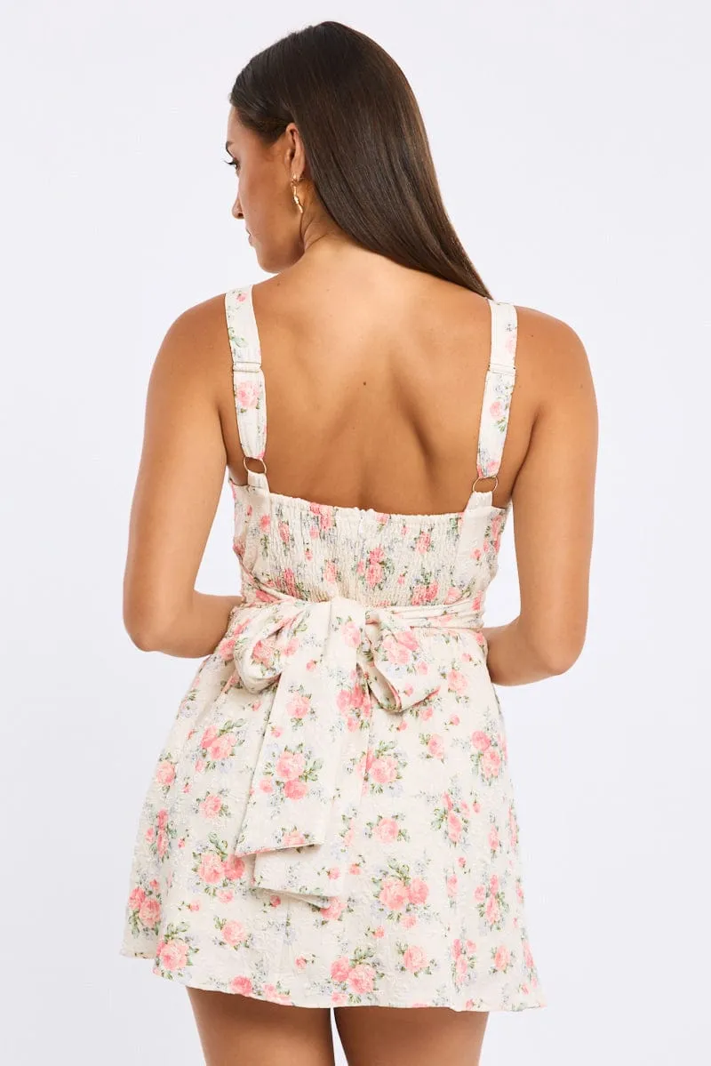 White Ditsy Fit And Flare Dress Mini sold by Ally Fashion product image thumbnail 4