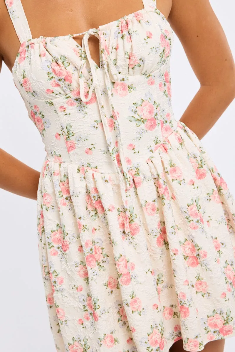 White Ditsy Fit And Flare Dress Mini sold by Ally Fashion product image thumbnail 5