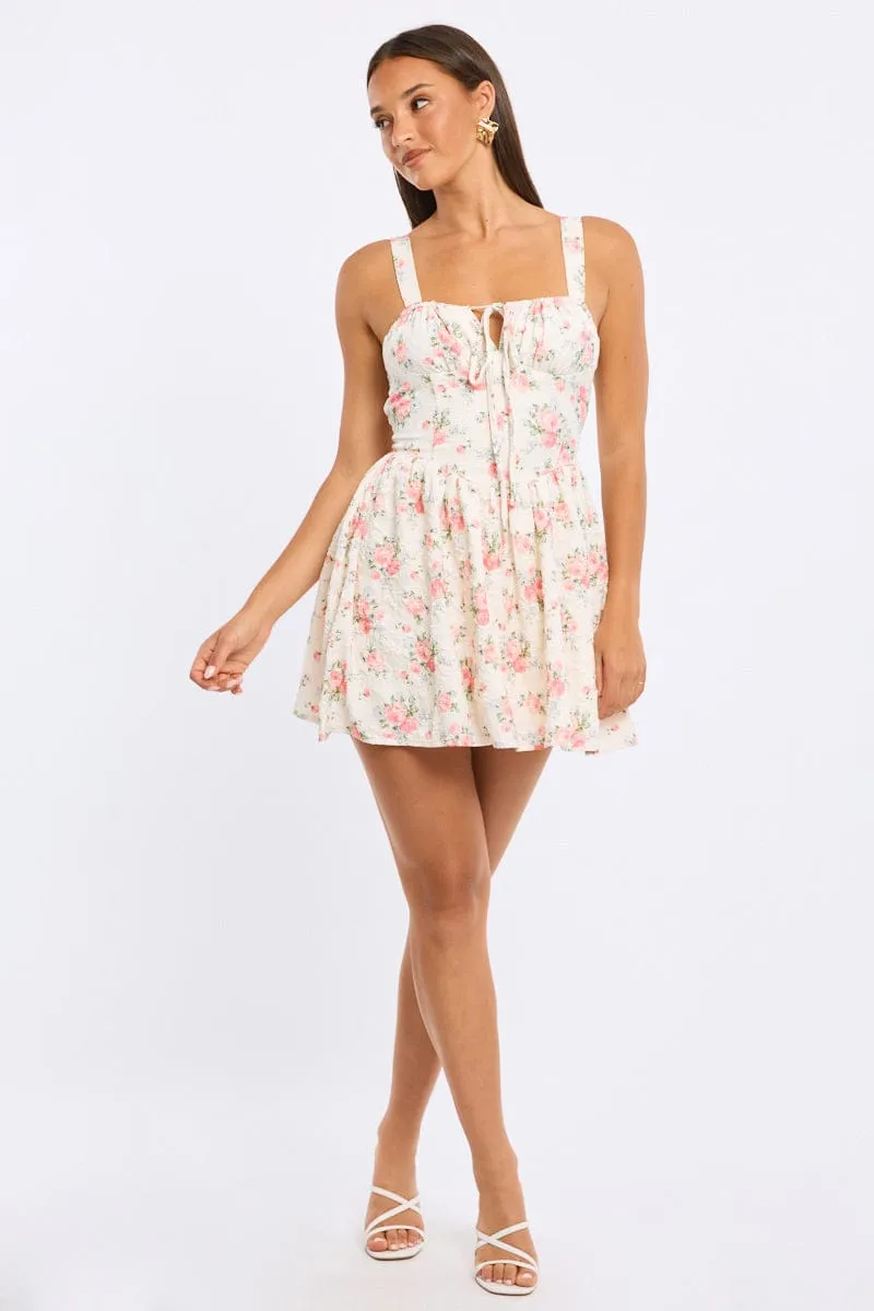 White Ditsy Fit And Flare Dress Mini sold by Ally Fashion product image thumbnail 2