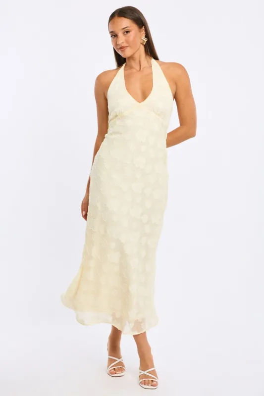 Yellow Midi Dress Halter Neck sold by Ally Fashion