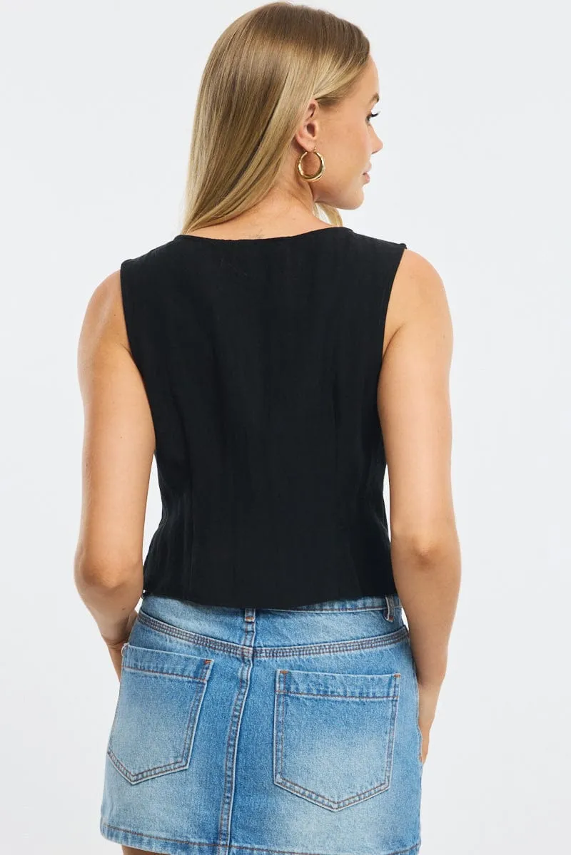 Black Waistcoat Crew Neck sold by Ally Fashion product image thumbnail 4