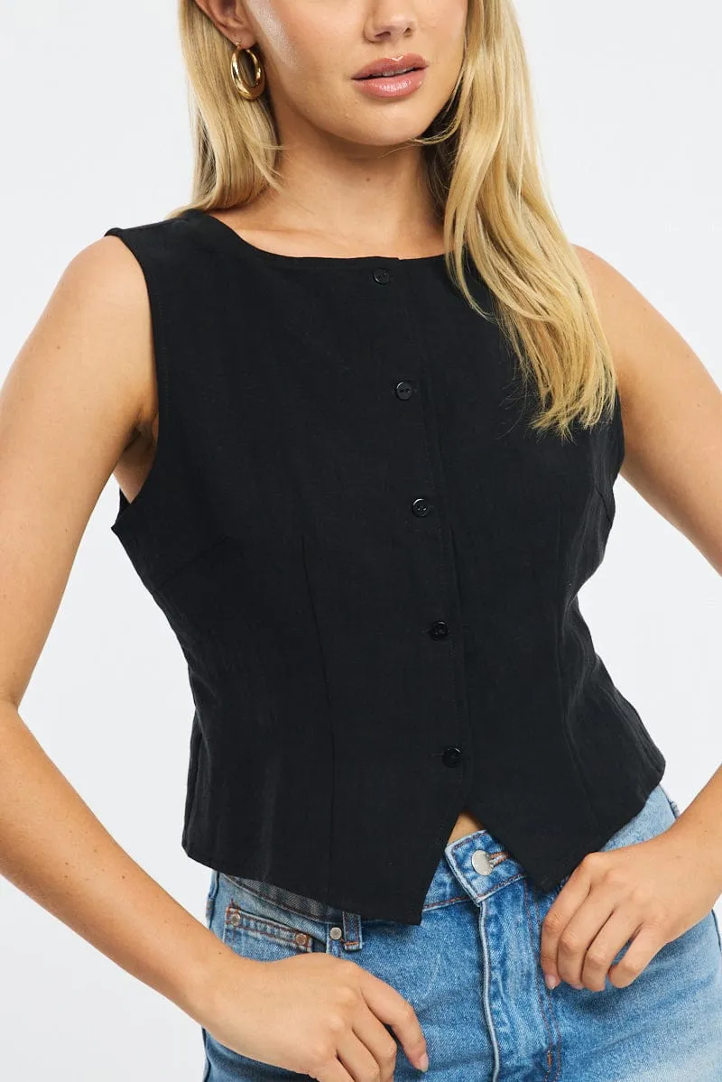 Black Waistcoat Crew Neck sold by Ally Fashion product image thumbnail 5