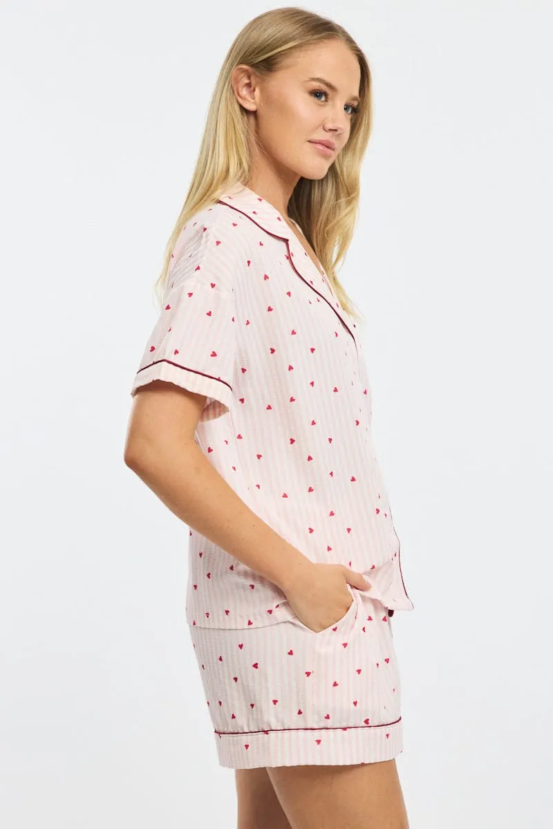 Red Ditsy Pyjamas Set Short Sleeve sold by Ally Fashion product image thumbnail 3