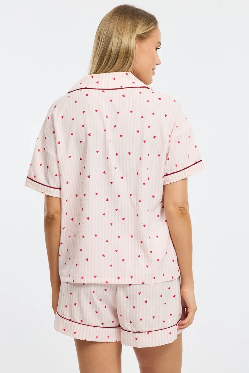 Red Ditsy Pyjamas Set Short Sleeve sold by Ally Fashion product image thumbnail 4