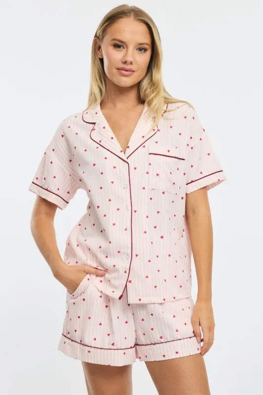 Red Ditsy Pyjamas Set Short Sleeve sold by Ally Fashion