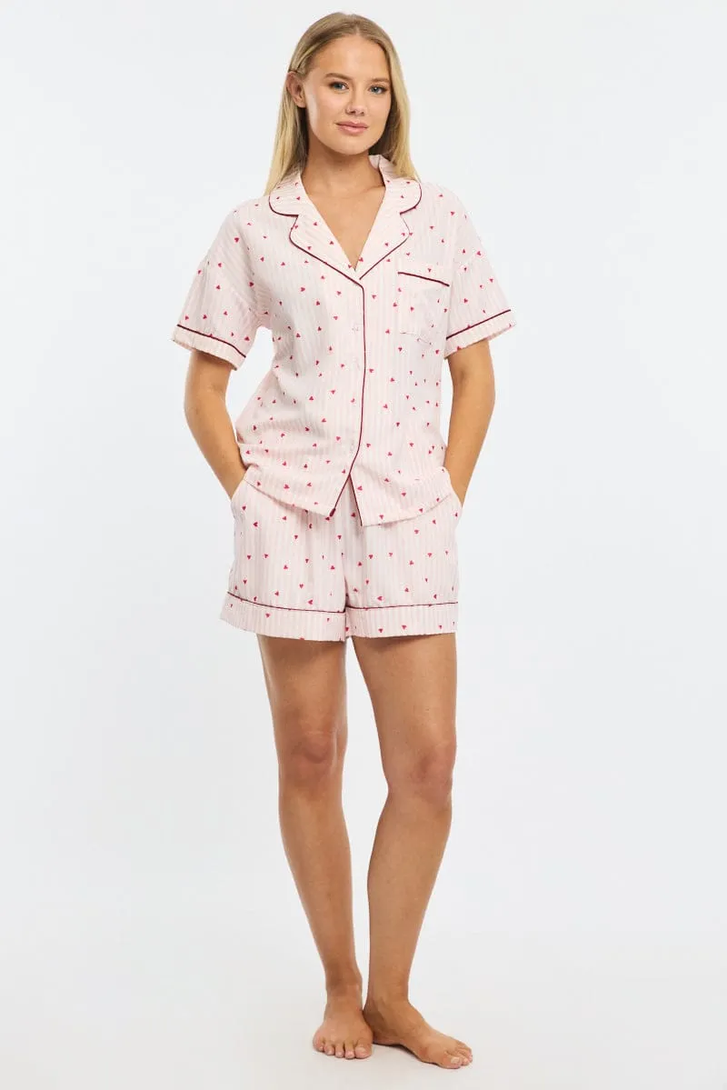 Red Ditsy Pyjamas Set Short Sleeve sold by Ally Fashion product image thumbnail 2