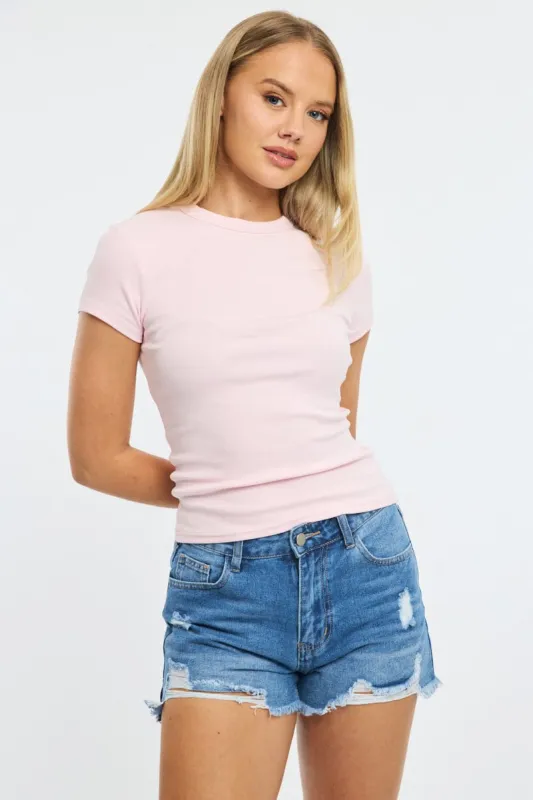 Denim Relaxed Shorts Mid Rise sold by Ally Fashion