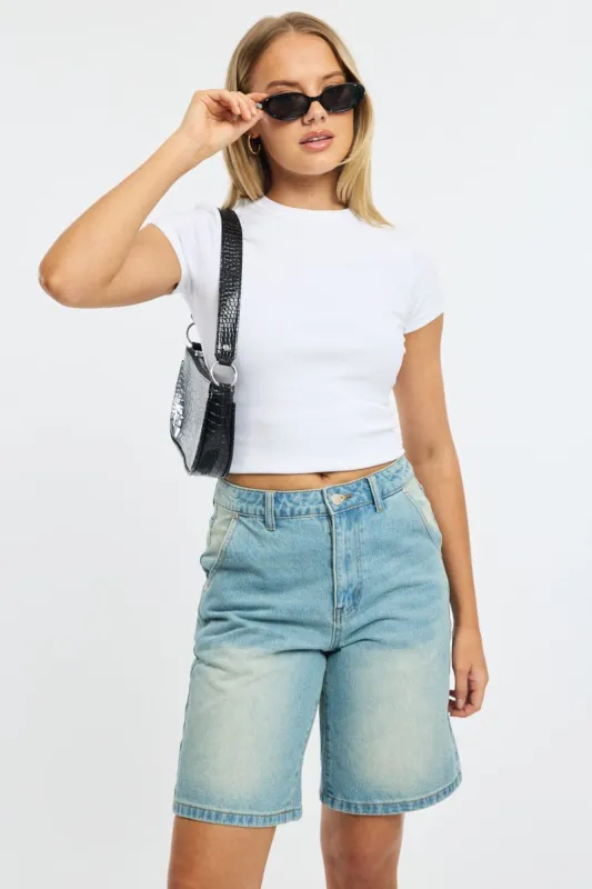 Denim Bermuda Shorts Mid Rise sold by Ally Fashion