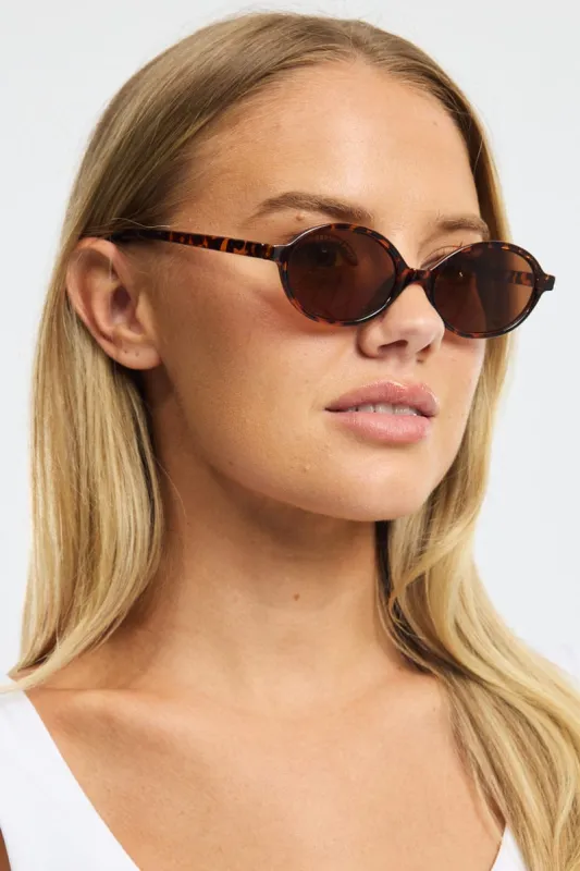 Brown Animal Print Oval Sunglasses sold by Ally Fashion