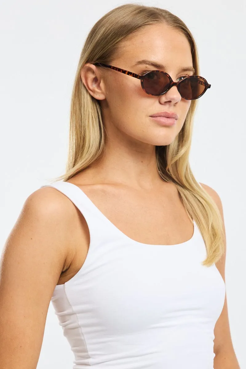 Brown Animal Print Oval Sunglasses sold by Ally Fashion product image thumbnail 2