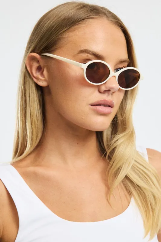 White Animal Print Oval Sunglasses sold by Ally Fashion