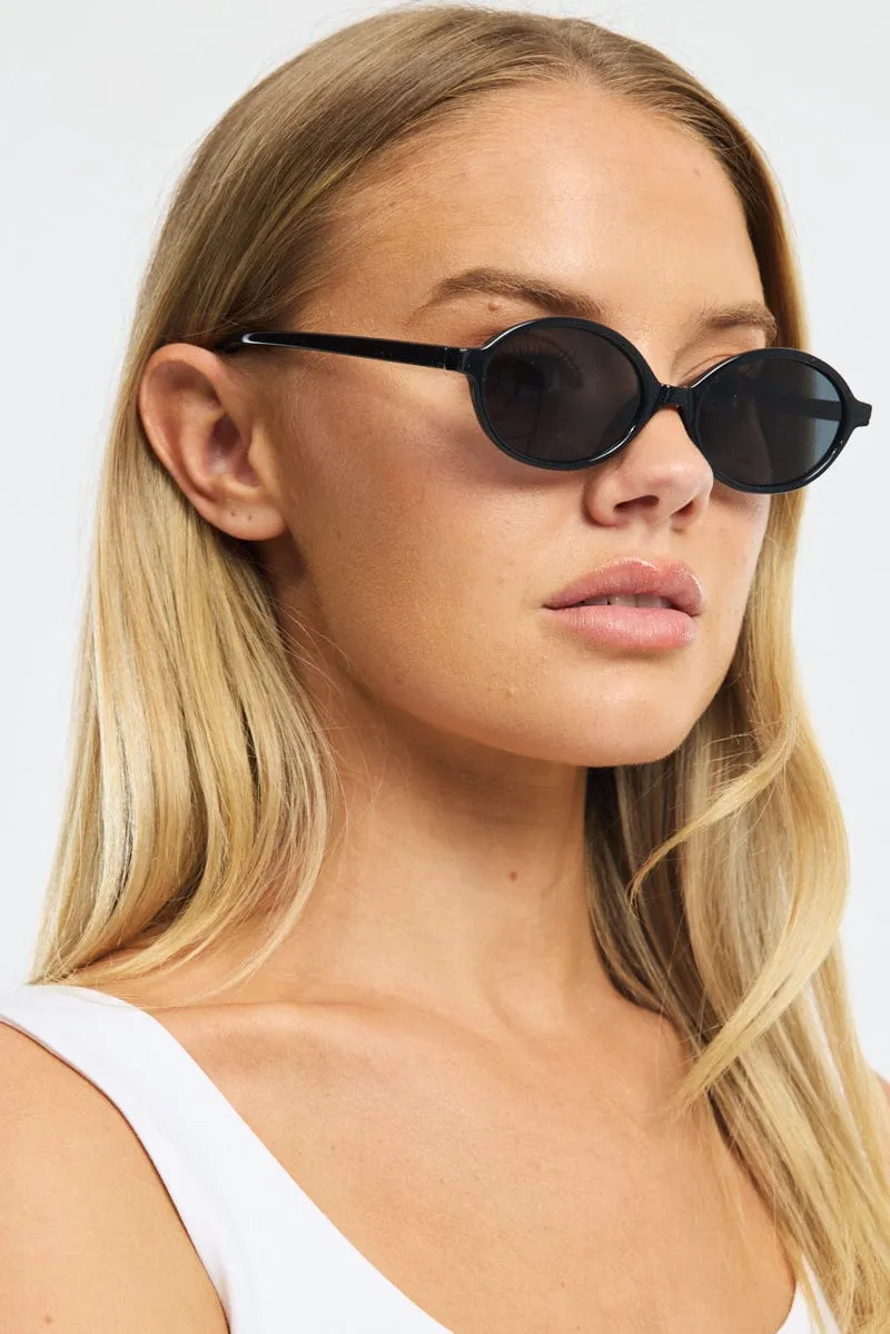 Black Animal Print Oval Sunglasses sold by Ally Fashion