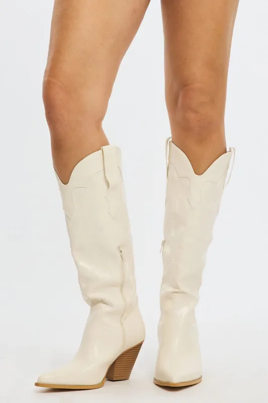White Western Cowboy Boots sold by Ally Fashion