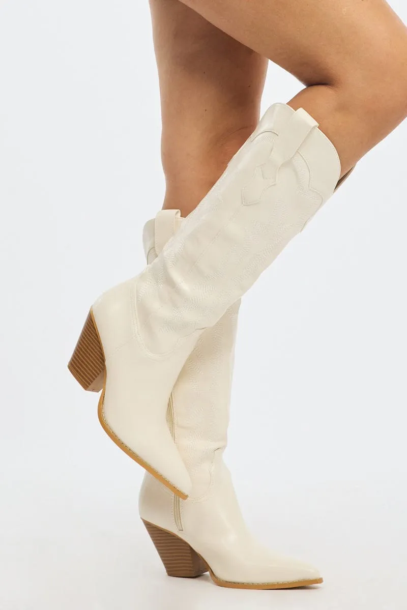 White Western Cowboy Boots sold by Ally Fashion product image thumbnail 2