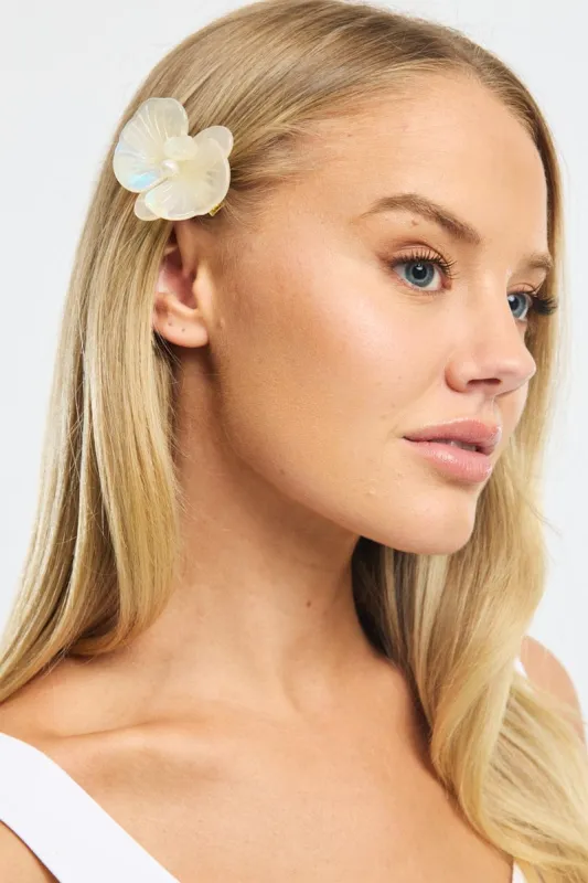 White Orchid Hair Clip sold by Ally Fashion