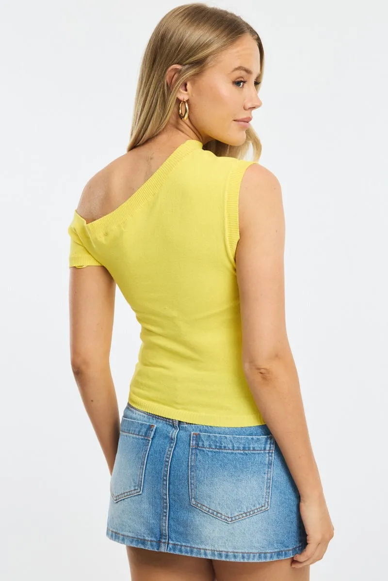 Yellow Knit Top Off Shoulder sold by Ally Fashion product image thumbnail 4