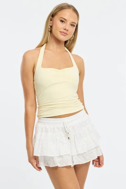White Skort Frilled Hem Mini sold by Ally Fashion
