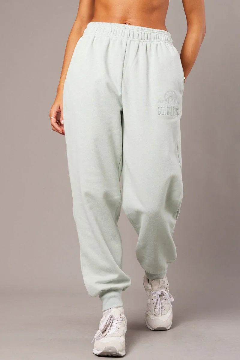 Green Track Pants High Rise sold by Ally Fashion product image thumbnail 3