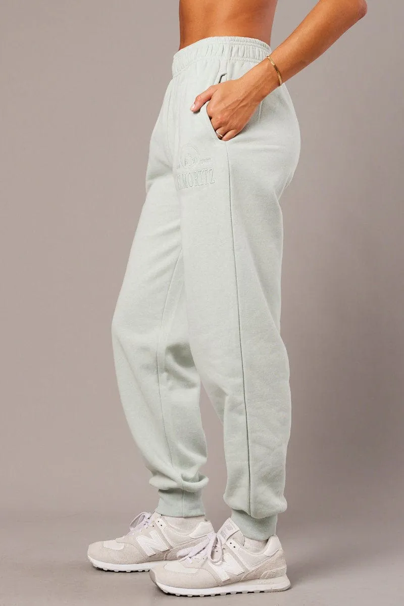 Green Track Pants High Rise sold by Ally Fashion product image thumbnail 4