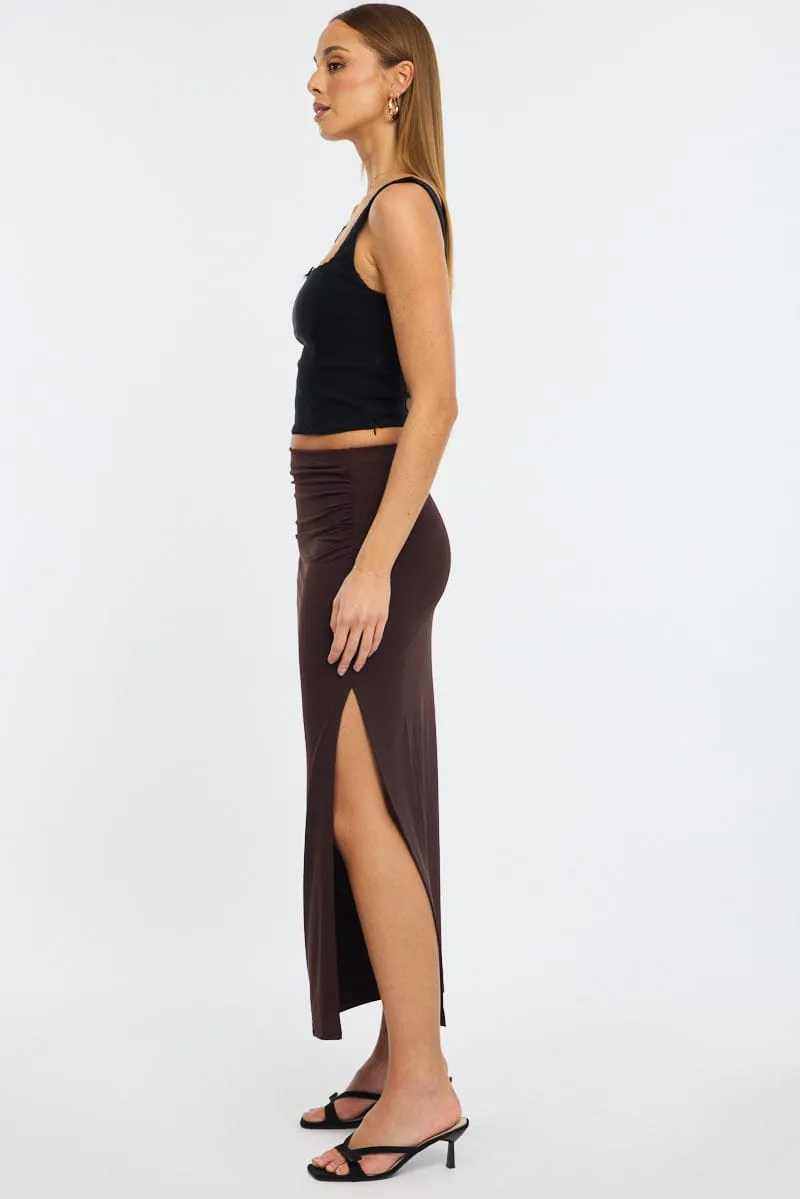 Brown Maxi Skirt Elasticated Waist Bodycon Supersoft sold by Ally Fashion product image thumbnail 4