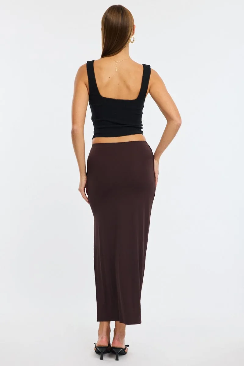 Brown Maxi Skirt Elasticated Waist Bodycon Supersoft sold by Ally Fashion product image thumbnail 5
