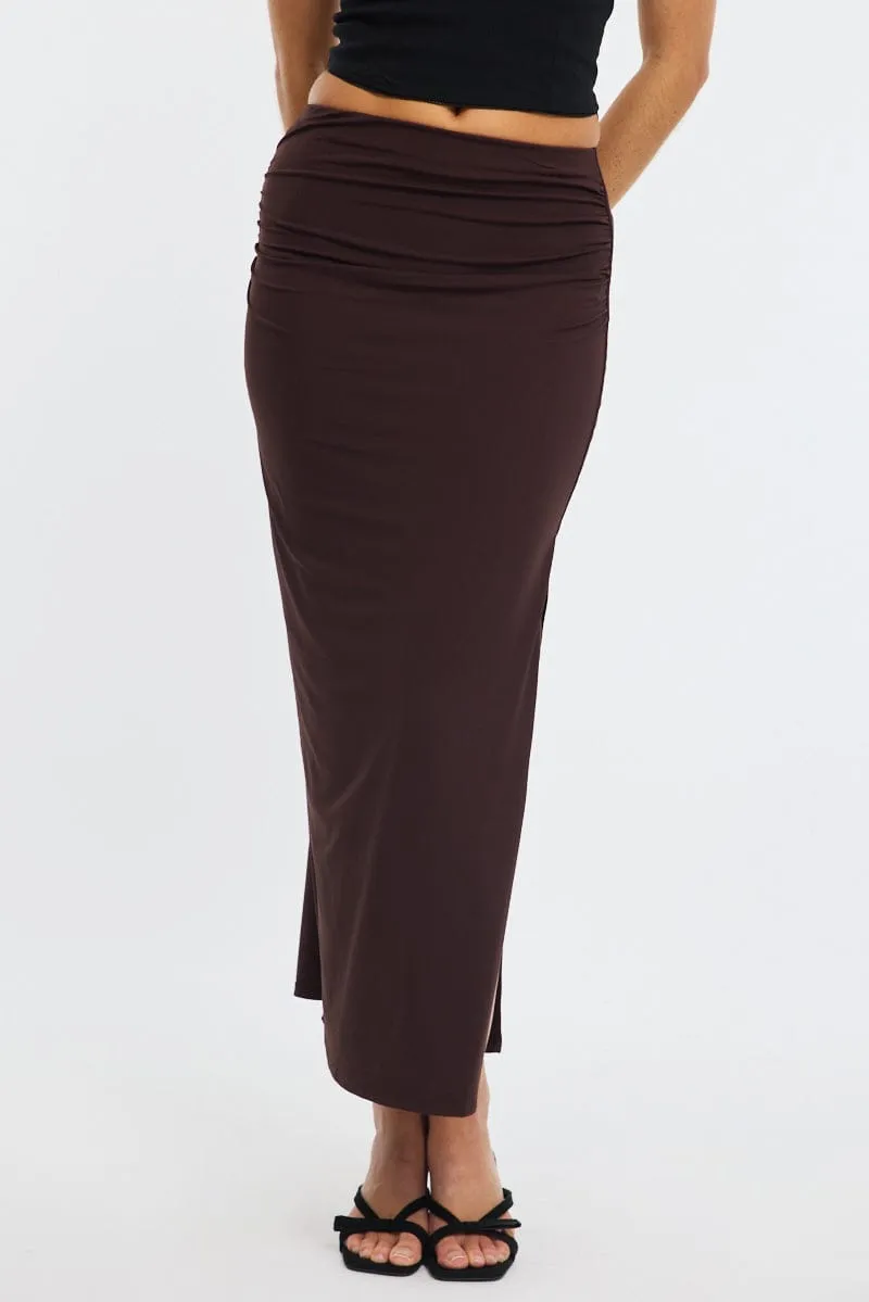 Brown Maxi Skirt Elasticated Waist Bodycon Supersoft sold by Ally Fashion product image thumbnail 2