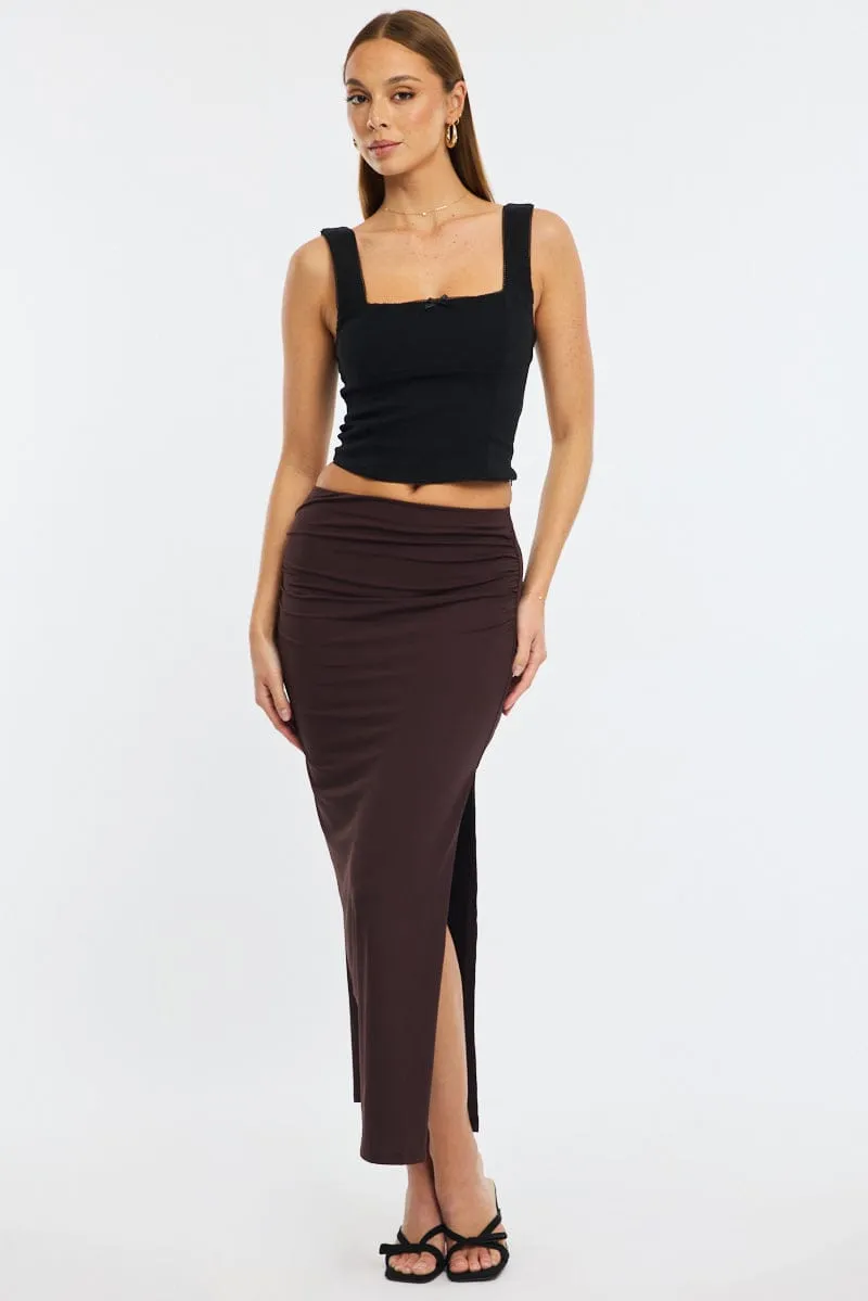 Brown Maxi Skirt Elasticated Waist Bodycon Supersoft sold by Ally Fashion product image thumbnail 3