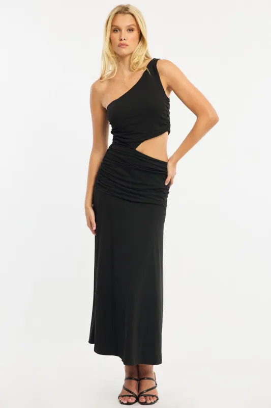 Black One Shoulder Dress Cut Out Detail sold by Ally Fashion