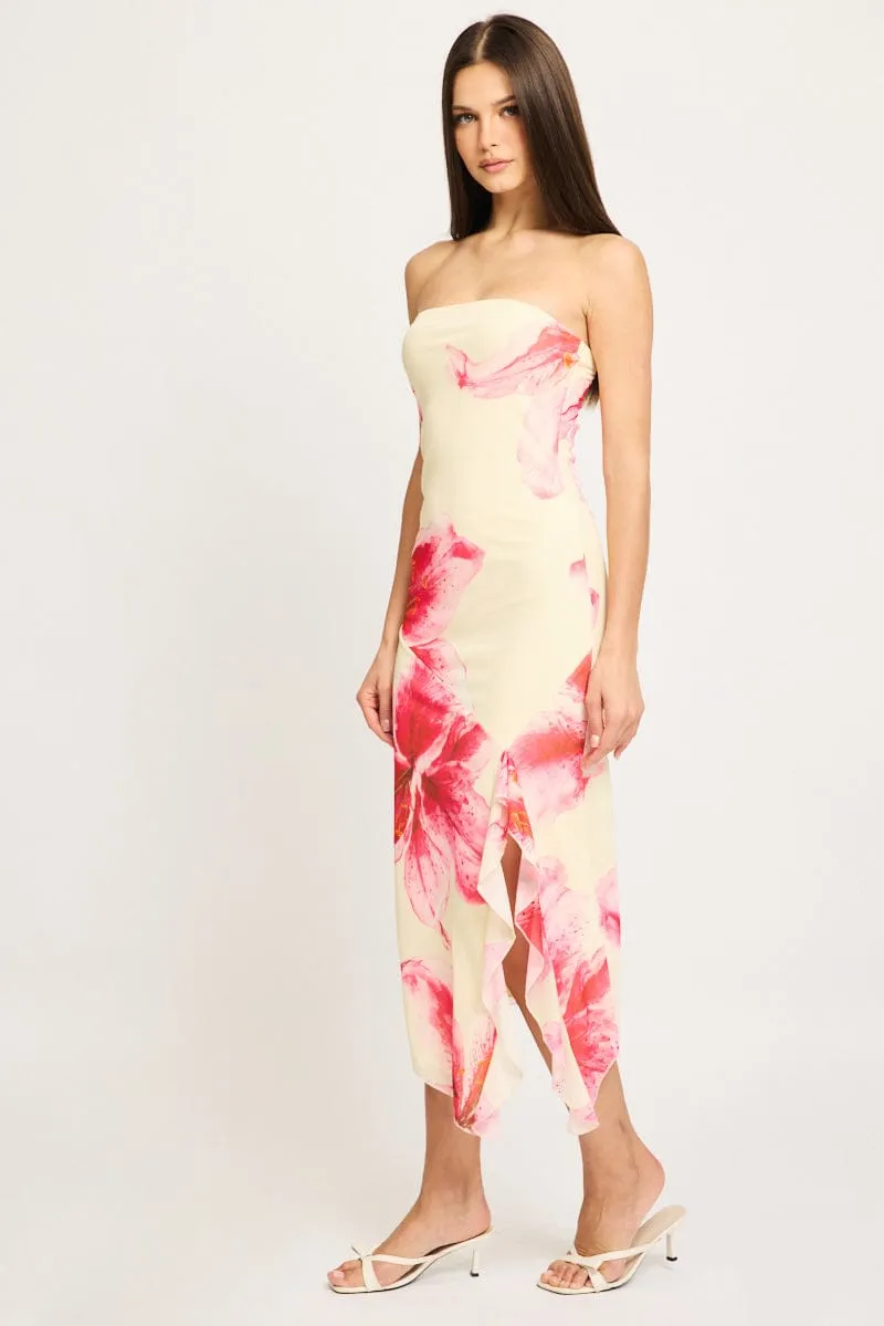 Yellow Floral Bodycon Dress Mesh Floral sold by Ally Fashion product image thumbnail 3