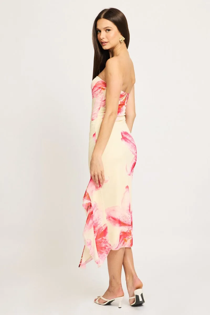 Yellow Floral Bodycon Dress Mesh Floral sold by Ally Fashion product image thumbnail 4