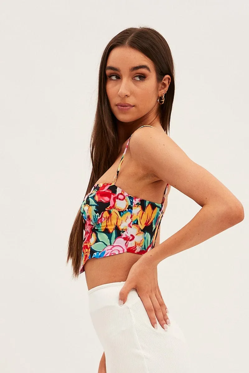 Multi Floral Floral Print Corset Top sold by Ally Fashion product image thumbnail 4