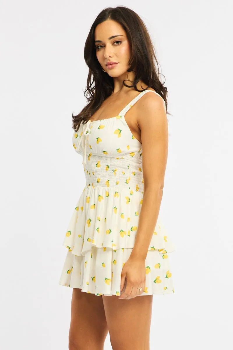 Yellow Ditsy Ruffle Playsuit Strappy sold by Ally Fashion product image thumbnail 3