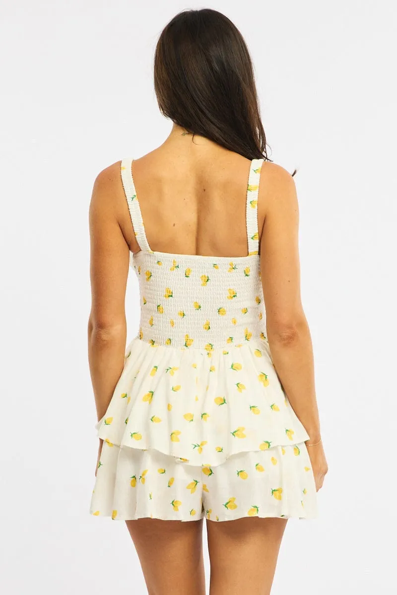 Yellow Ditsy Ruffle Playsuit Strappy sold by Ally Fashion product image thumbnail 4