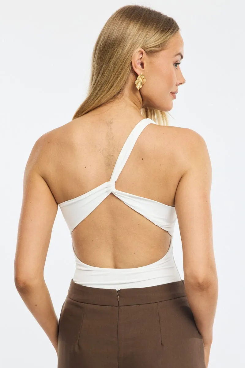 White One Shoulder Bodysuit sold by Ally Fashion product image thumbnail 4