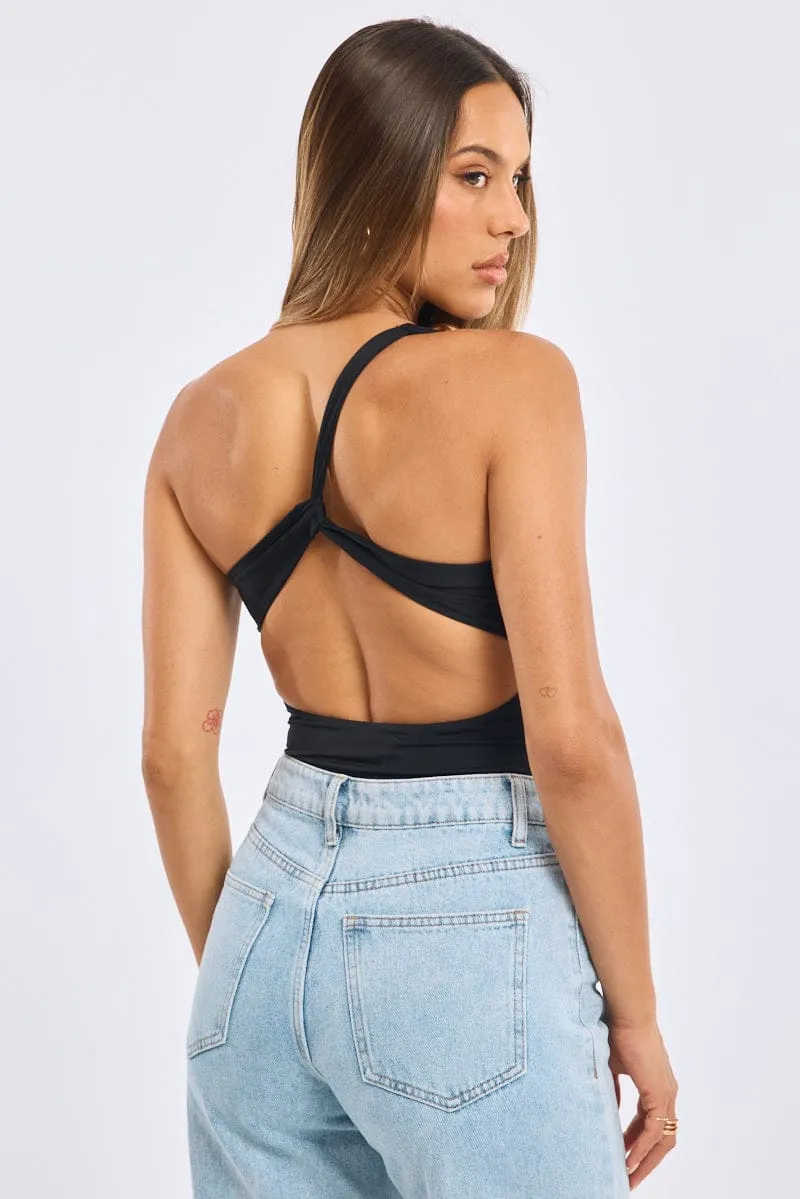 Black One Shoulder Bodysuit sold by Ally Fashion product image thumbnail 4