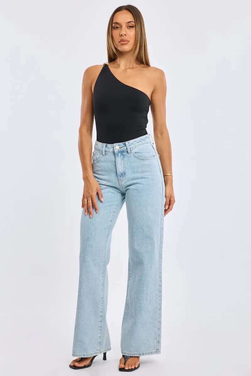 Black One Shoulder Bodysuit sold by Ally Fashion product image thumbnail 2