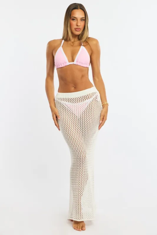 White Crochet Maxi Beach Skirt sold by Ally Fashion