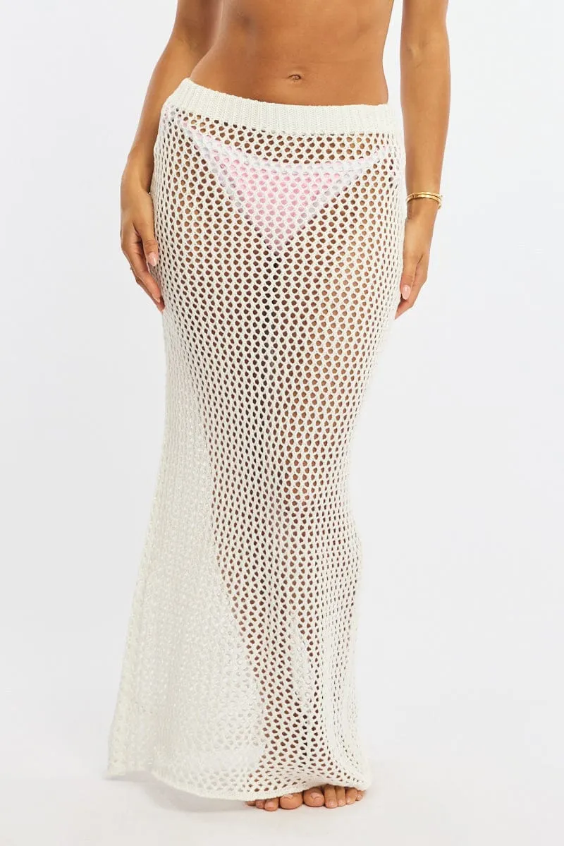 White Crochet Maxi Beach Skirt sold by Ally Fashion product image thumbnail 2