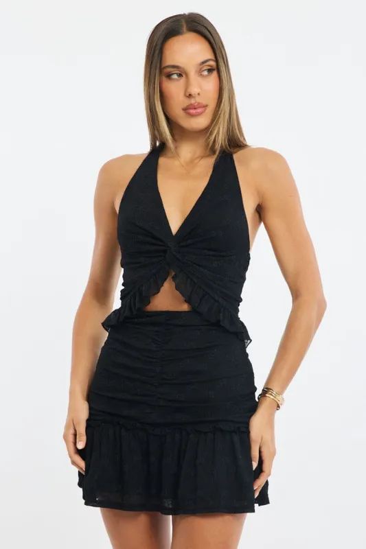 Black Halter Neck Dress Cut Out sold by Ally Fashion